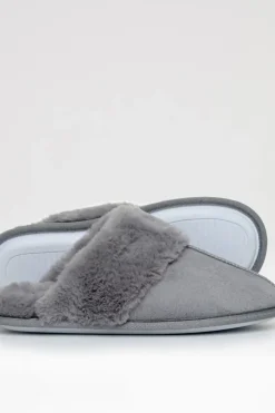 'Denver' Faux Suede Faux Fur Lined Mule Slippers
