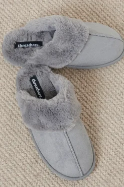 'Denver' Faux Suede Faux Fur Lined Mule Slippers