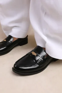 'Denver' Wide Fit Slip On Loafer With Gold Detailing