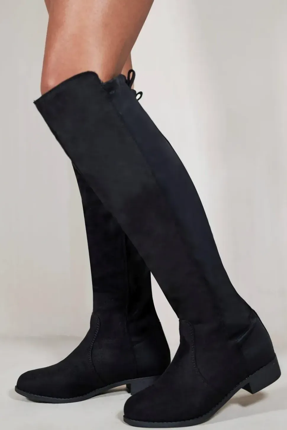 'Diem' Over The Knee Pull On Boots With Low Heel