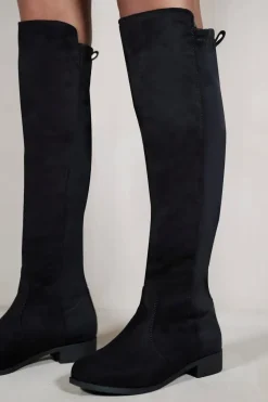 'Diem' Over The Knee Pull On Boots With Low Heel