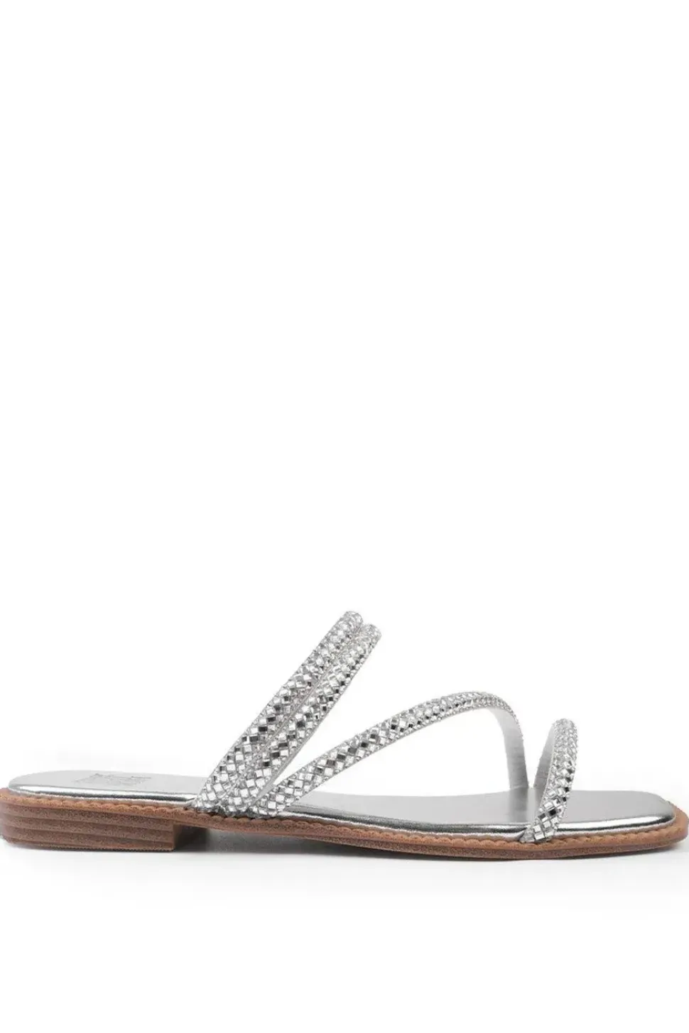 'Dream' Extra Wide Strappy Flat Slider Sandals With Diamante Detail