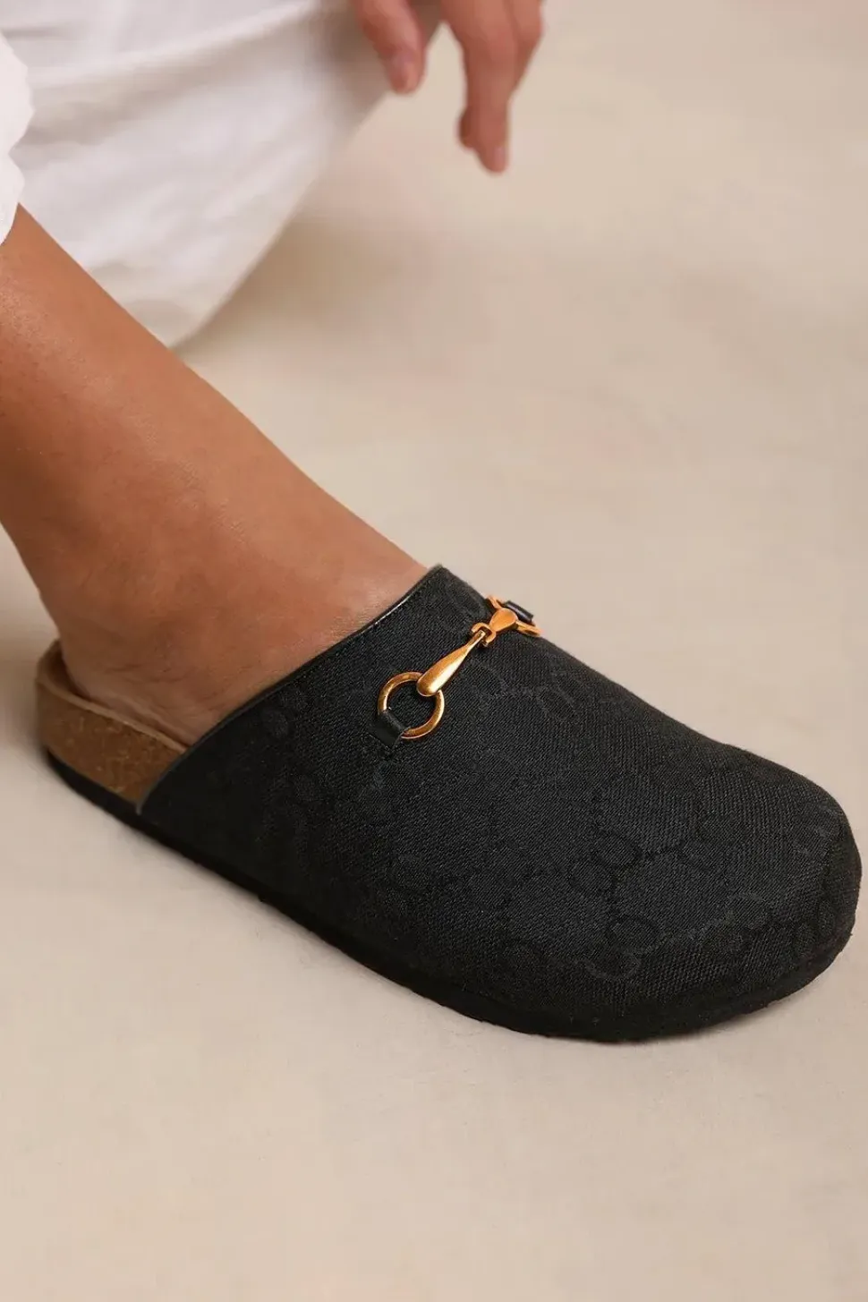 'Dublin' Open Back Slip On Loafer With Gold Detail