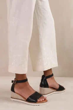 'Dusk' Extra Wide Fit Wedge Shoes With Buckle Ankle Strap