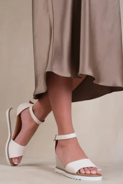 'Dusk' Wide Fit Wedge Shoes With Buckle Ankle Strap