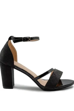 'Ella' Mid High Block Heel Sandals With Ankle Strap