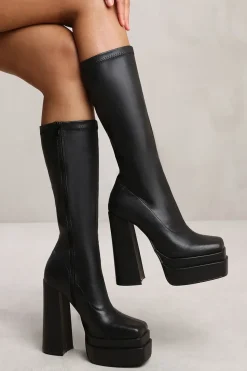 'Elsie' Below Knee Block Heel Platform Boot