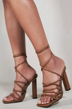'Emilia' High Heels With A Tie Leg And Cross Over Strap Detail