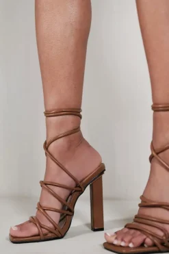'Emilia' High Heels With A Tie Leg And Cross Over Strap Detail