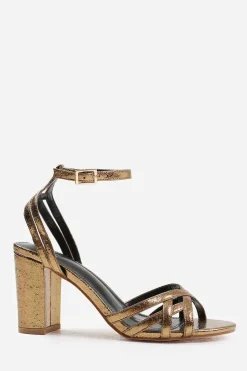 'Erin' Mid Block Heel With Cross Over Strap Detailing