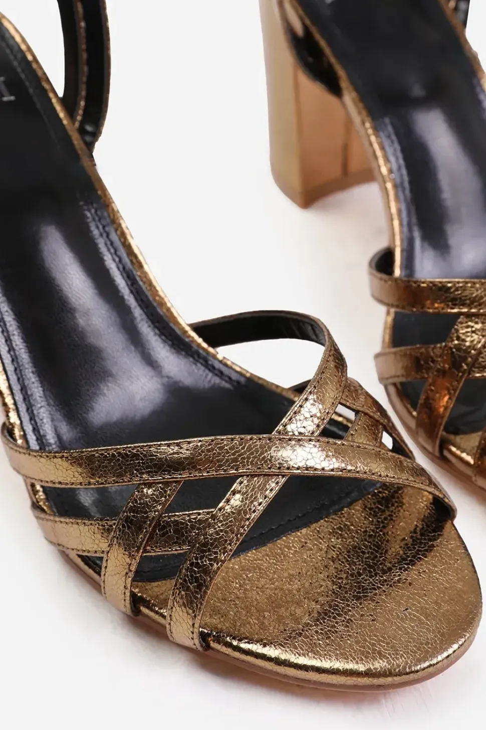 'Erin' Wide Fit Mid Block Heel With Cross Over Strap Detailing