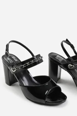 'Esmer' Mid Block Heels With Chain Detailing