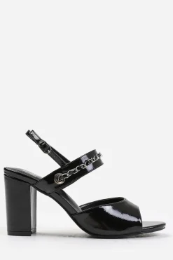 'Esmer' Wide Fit Mid Block Heels With Chain Detailing