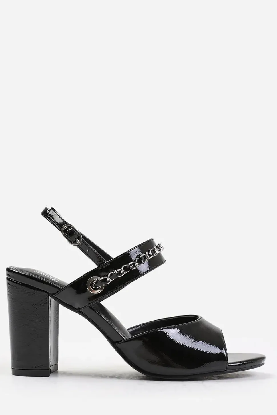 'Esmer' Wide Fit Mid Block Heels With Chain Detailing
