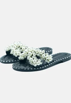 'Eve' Pearl Flat Slider Sandals