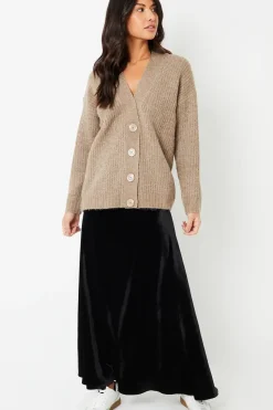 'Fauna' Velvet Flared Pull On Maxi Skirt