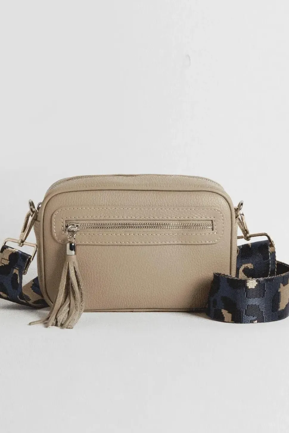'Florence' Crossbody Bag with Dark Leopard Print Strap