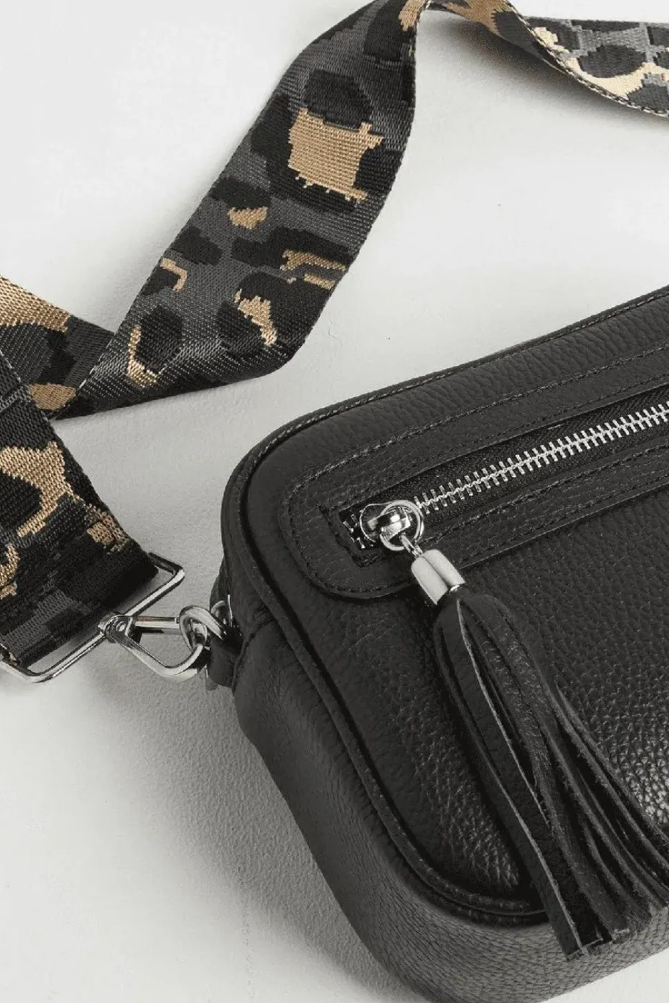'Florence' Crossbody Bag with Dark Leopard Print Strap