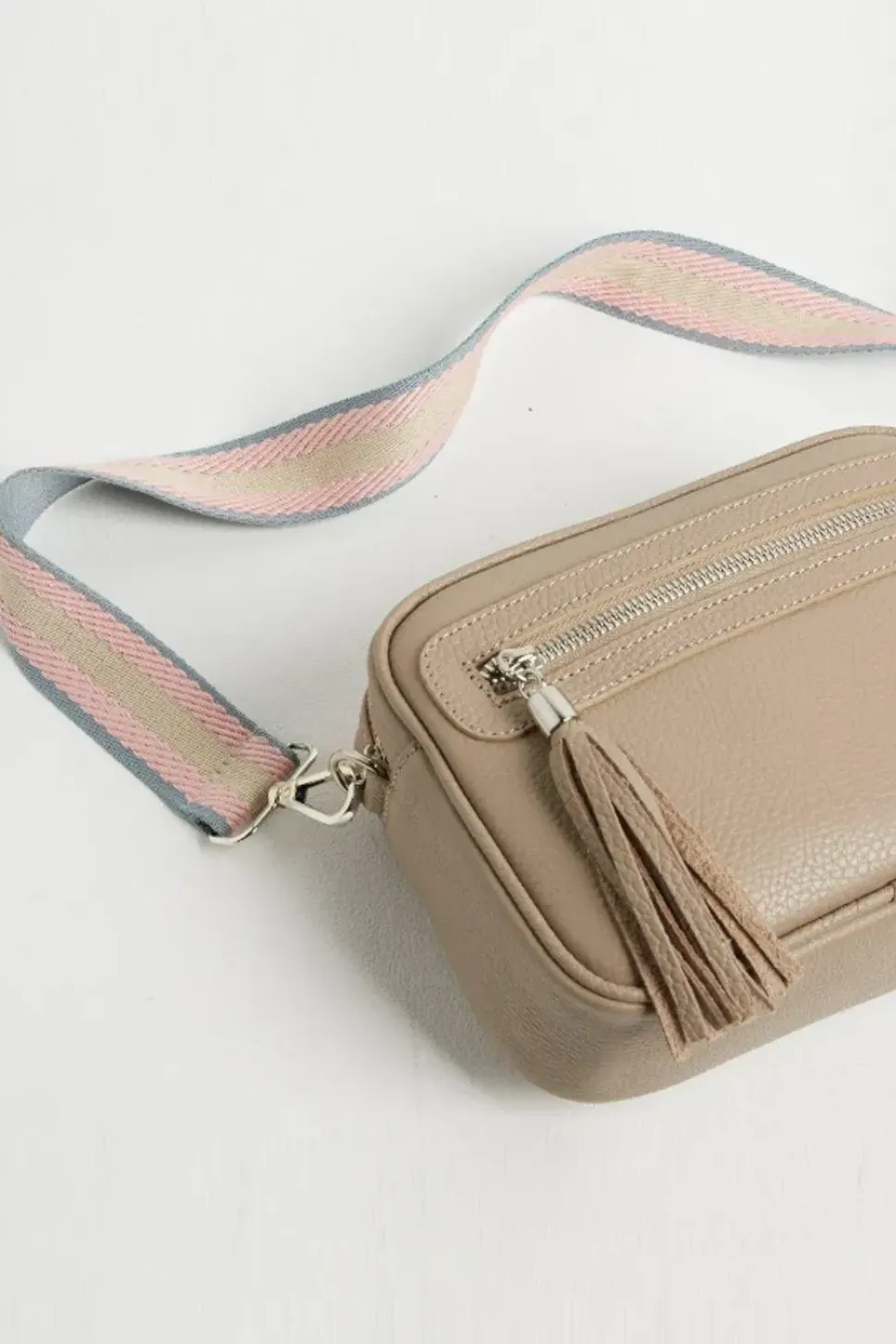 'Florence' Crossbody Bag with Pastel Stripe Strap