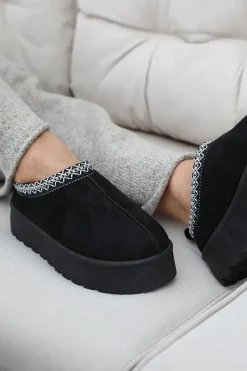 'Freeze' Flatform Embroidered Low Ankle Slipper Boots