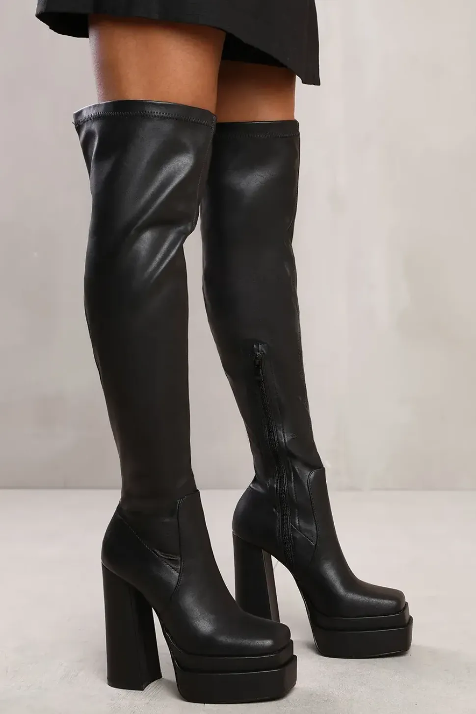 'Gwen' Over Knee Block Heel Platform Boot