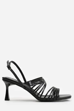 'Hailey' Square Toe Low Block Slingback Heel With Multi Strap Detail