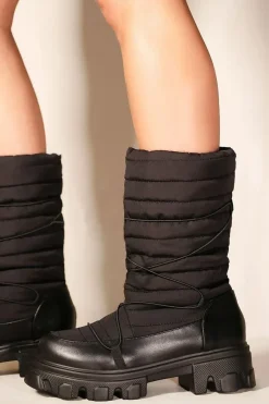 'Harleen' Chunky Sole Puffy Ankle Boots With Lace Up
