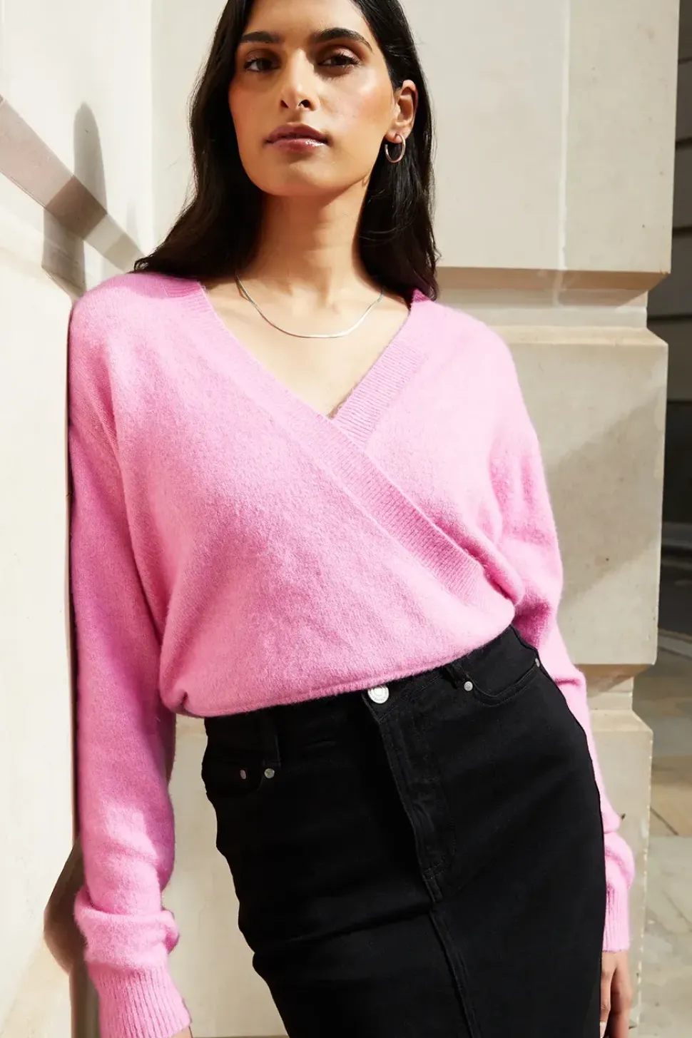 'Hepburn' Wrap Front Knitted Jumper