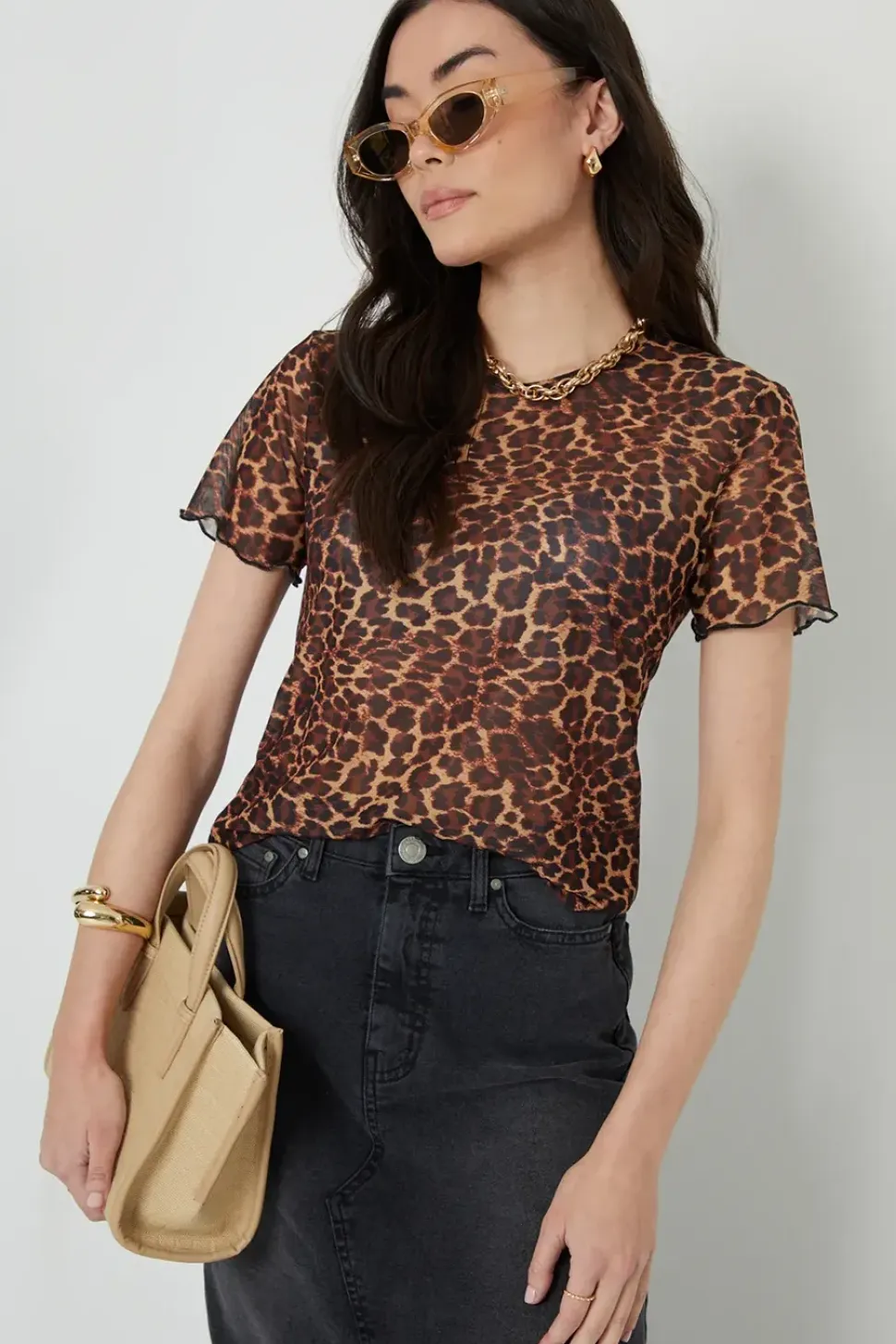 'Hibiscus' Short Sleeve Sheer Mesh T-Shirt