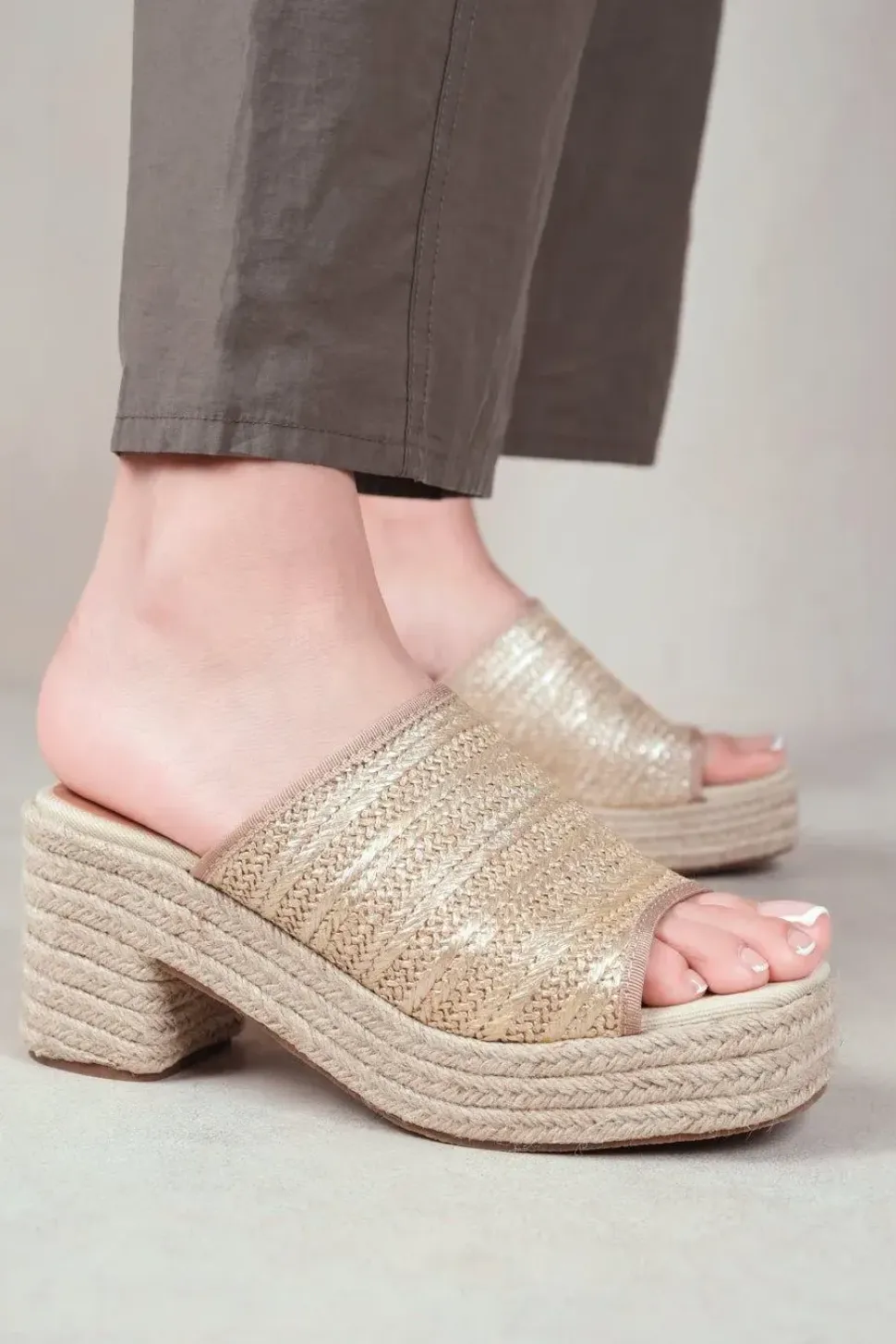 'Horizon' Open Toe Flat Sandal With Diamante Detail & Single Broad Strap