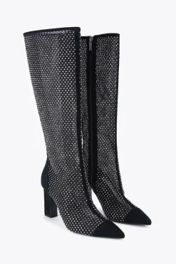 'Hotsox Knee Point' Suede Fabric Boots