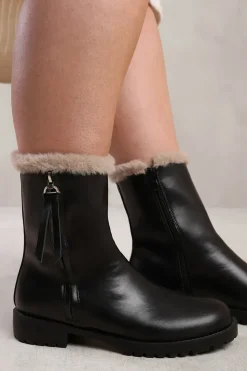 'Ice' Wide Fit Mid Calf Boot With Fur Trim
