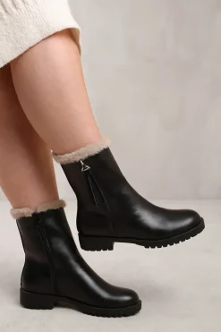 'Ice' Wide Fit Mid Calf Boot With Fur Trim