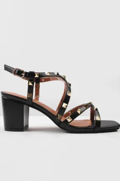'Intense' Strappy Block Heel Sandals With Stud Detail