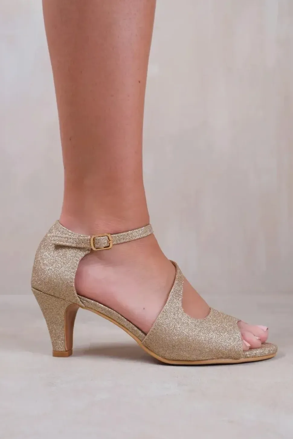 'Italy' Extra Wide Fit Low Kitten Heel Crossover Strap