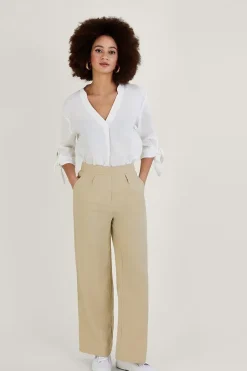 'Jenny' Shorter Length Trousers in Linen Blend