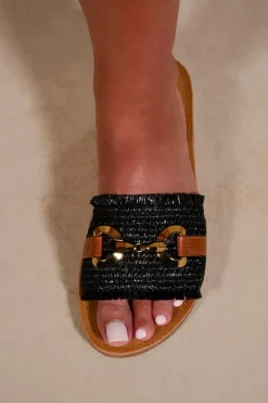 'Jordyn' Single Band Slider Sandals With Buckle