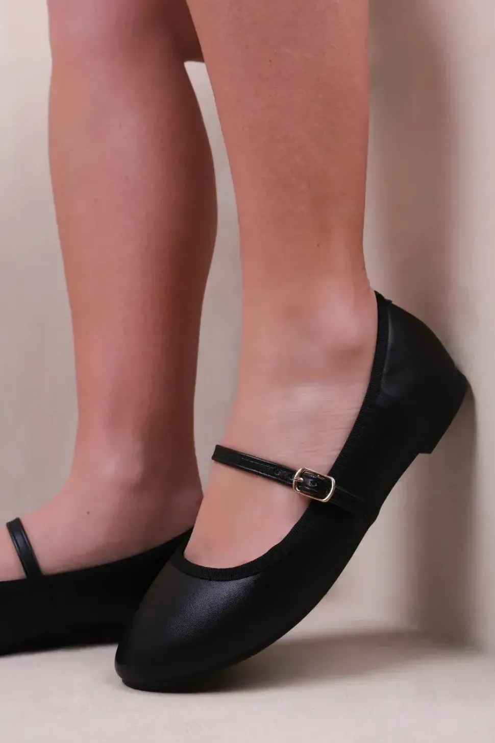 'Josie' Wide Fit Ballerina Flats With Strap Detail
