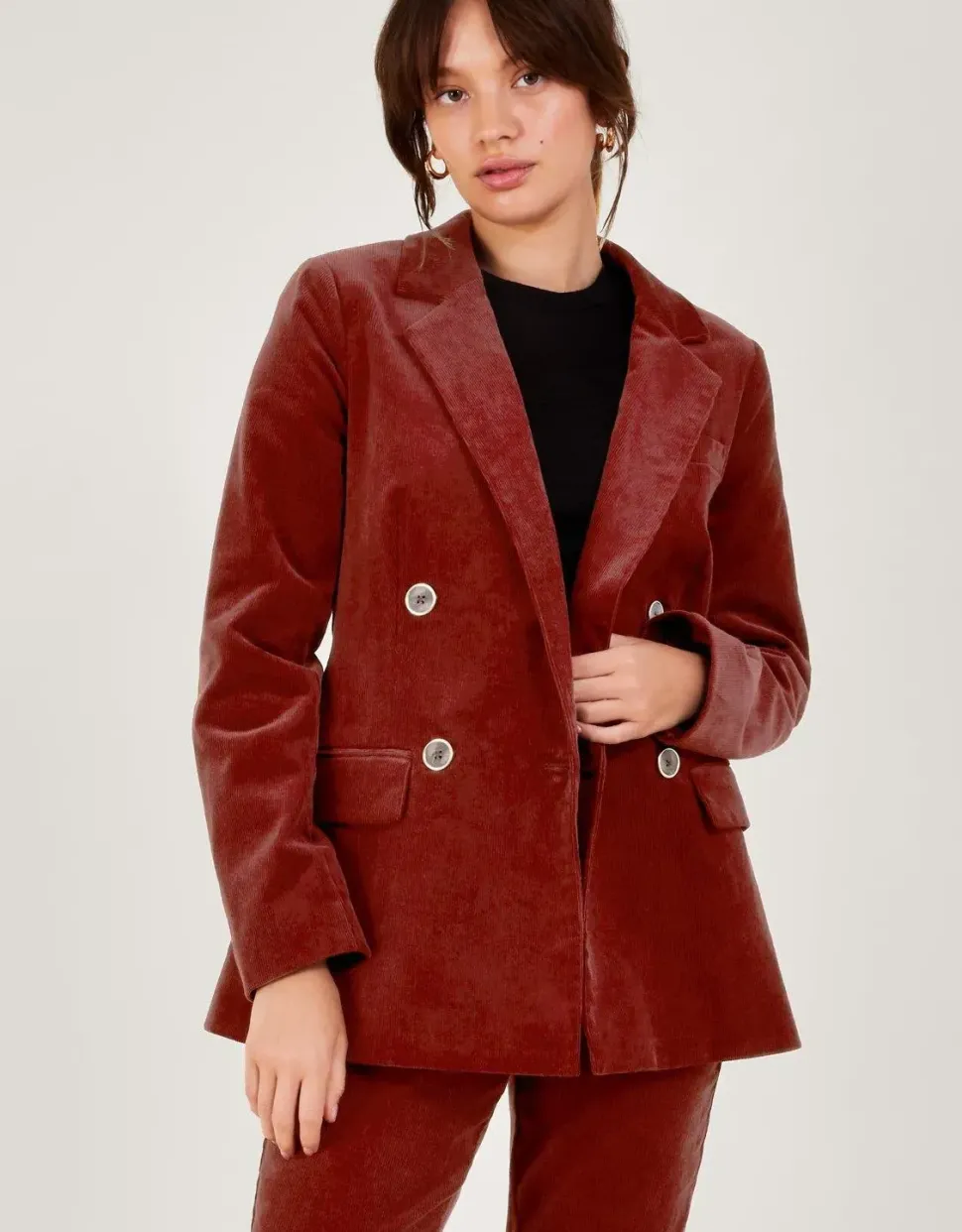 'Justine' Double Breasted Cord Blazer