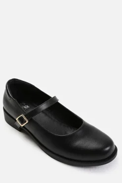 'Kingston' Wide Fit Low Heel Loafer With Strap And Buckle Detail