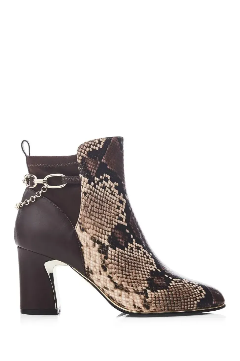 'Klarisa' Snake Print Leather Heeled Boots