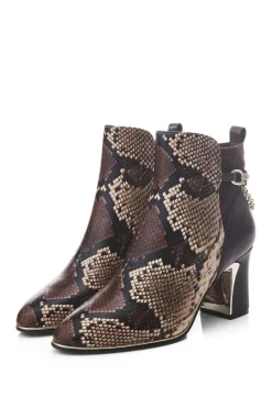 'Klarisa' Snake Print Leather Heeled Boots
