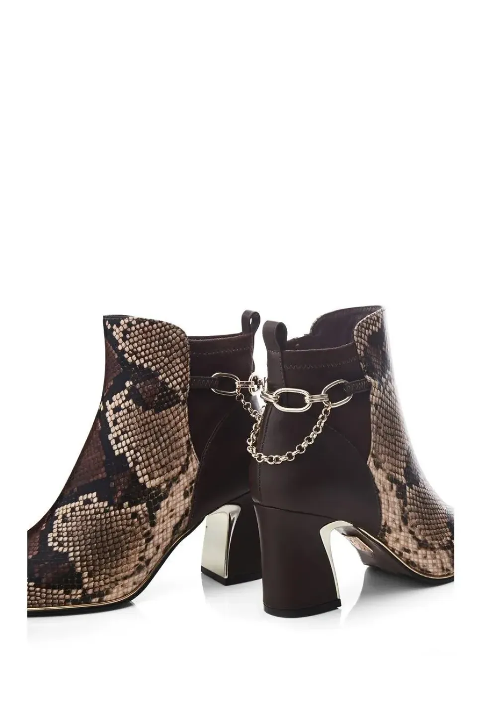 'Klarisa' Snake Print Leather Heeled Boots