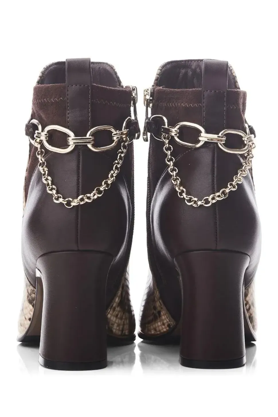 'Klarisa' Snake Print Leather Heeled Boots