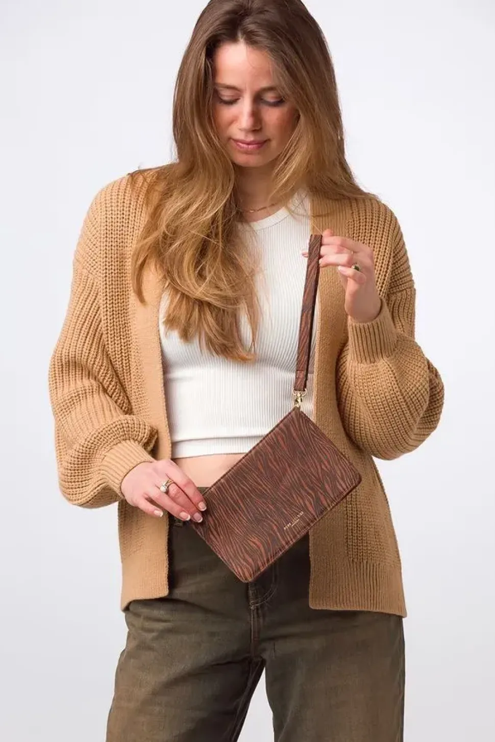 'Layla' Nappa Leather Grab Clutch Phone Bag