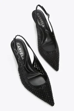 'Lazer Sling' Fabric Heels