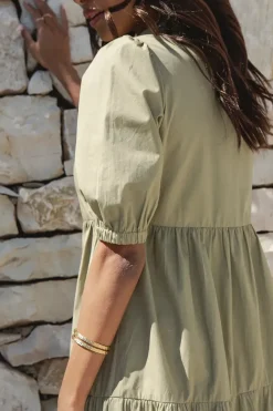 'Leela' Tiered Midi Shirt Dress