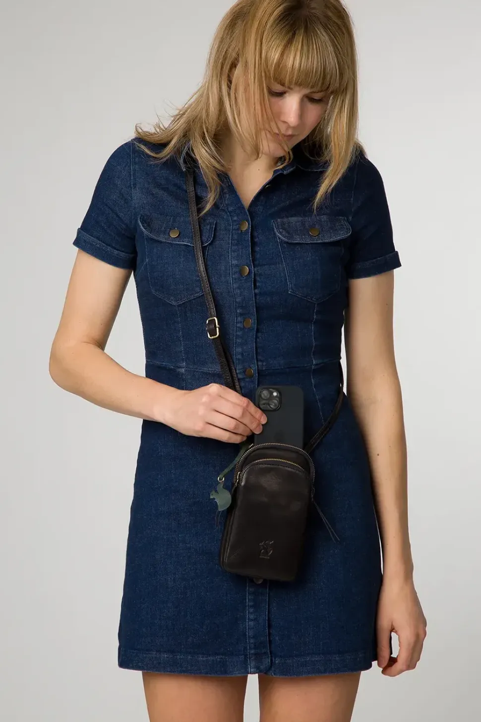 'Leia' Leather Cross-Body Phone Bag