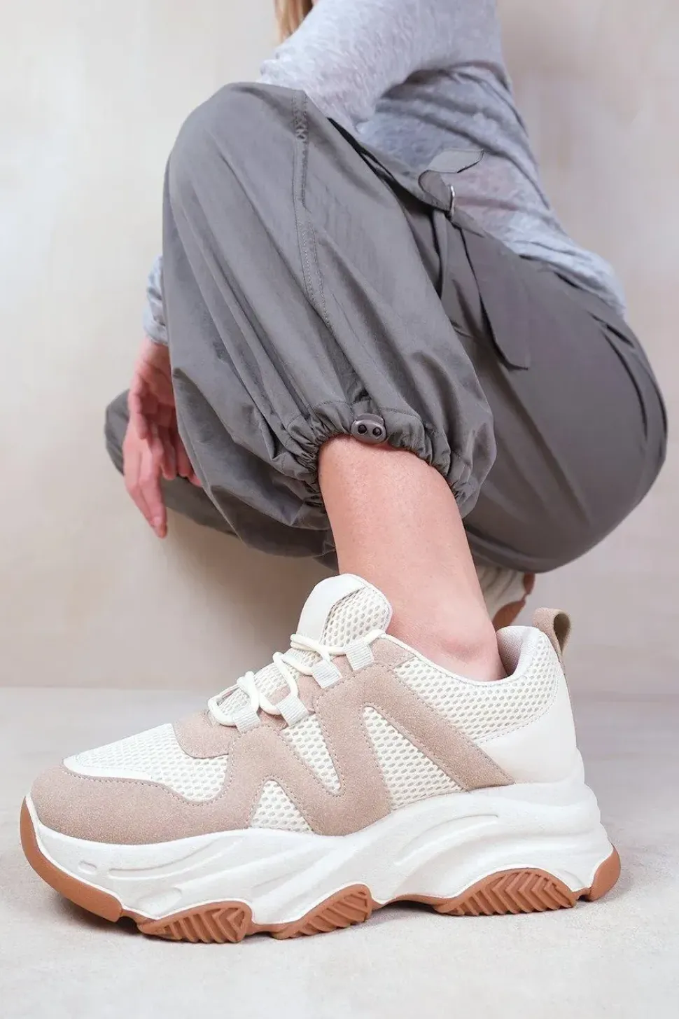 'Liberate' Chunky Sole Mesh Trainers With Suede Detail