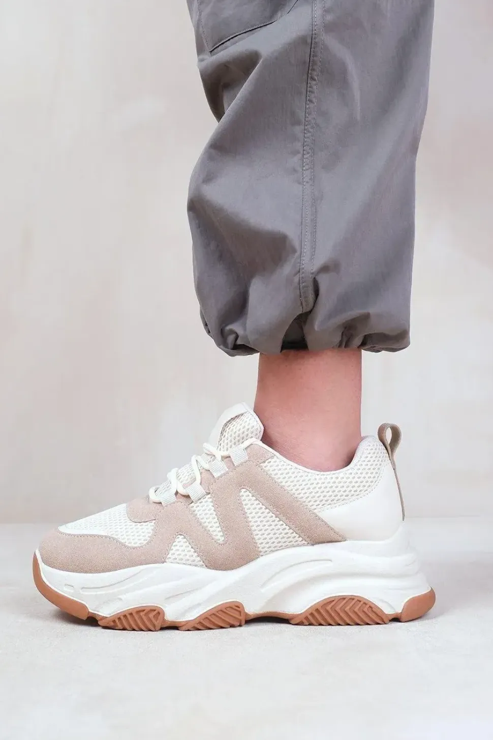 'Liberate' Chunky Sole Mesh Trainers With Suede Detail